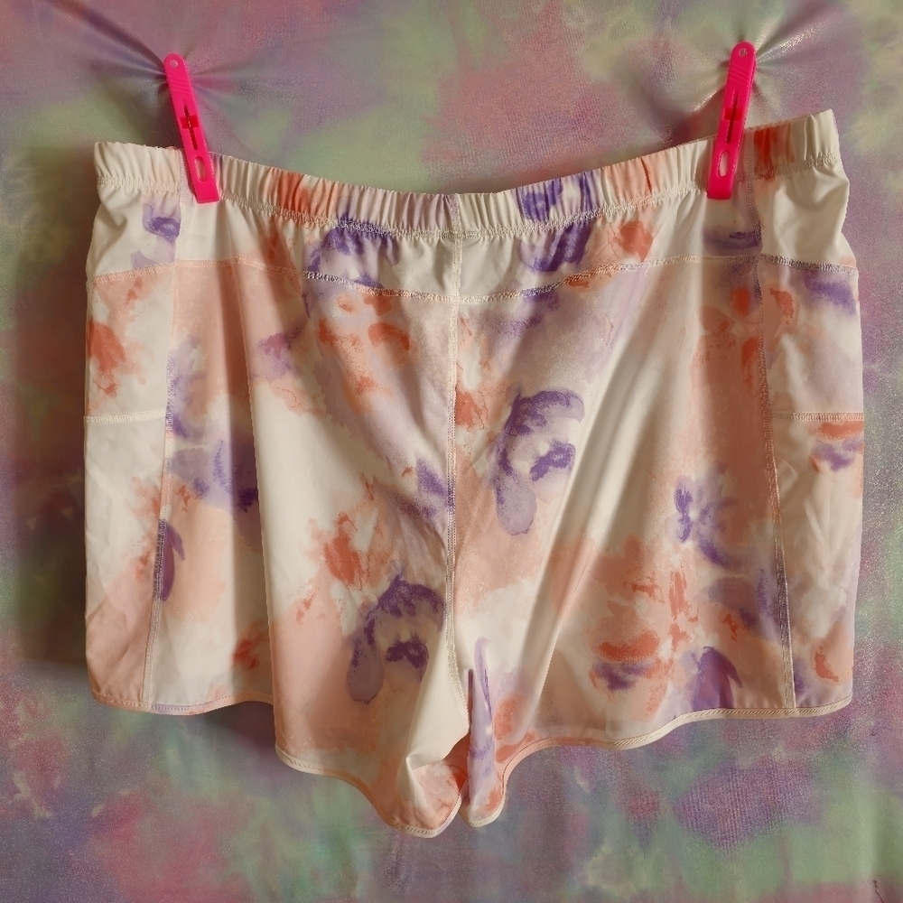 Joe Fresh Plus Women's Active Peach Pink & Purple Activewear Shorts Size 3X - Picture 5 of 7